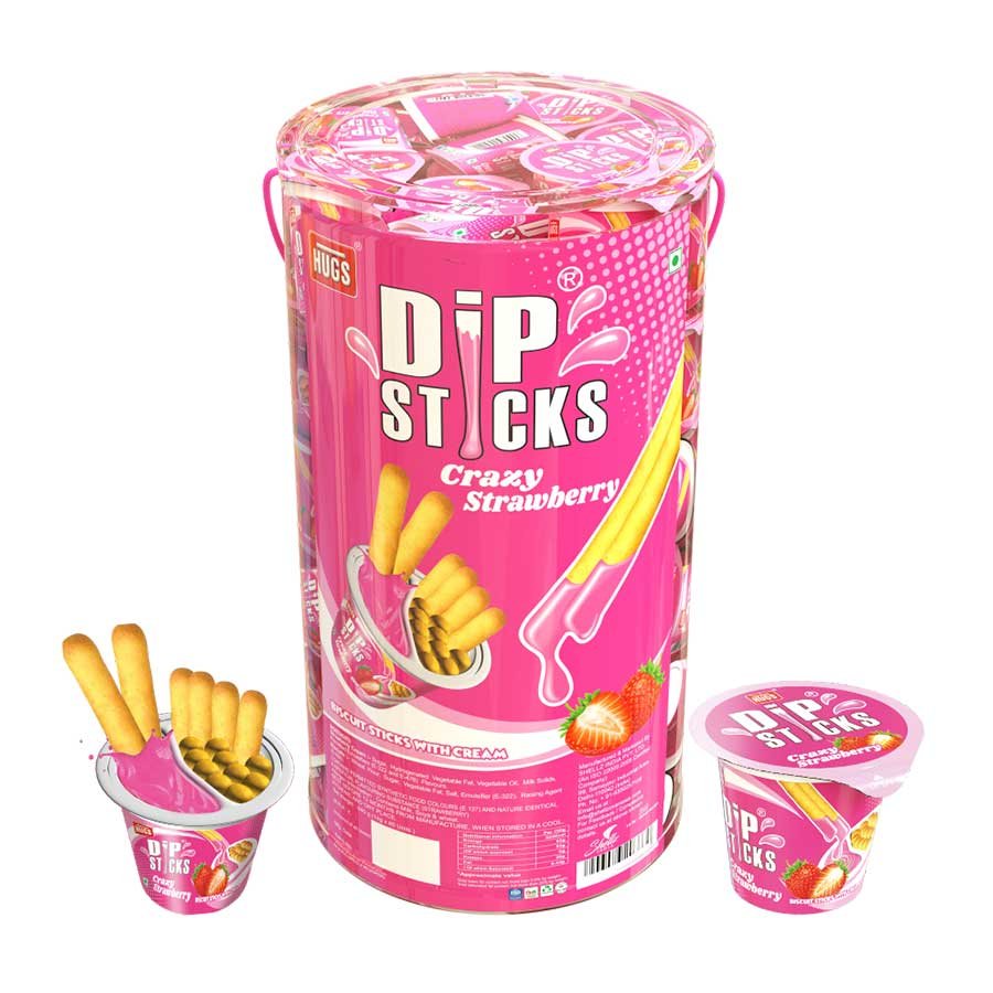 DIP STICKS STRAWBERRY PVC 60PCS JAR